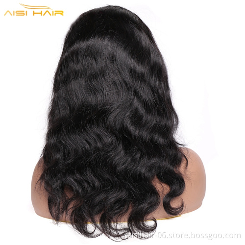 Aisi Glueless Brzilian Raw None Lace Body Wave Black Wigs Human Hair Wig Headband Women High Quality Wholesale Price Humen Hair